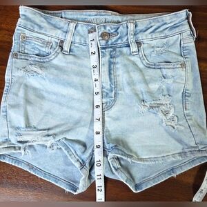 American Eagle Outfitters Light Blue Distressed Denim Shorts